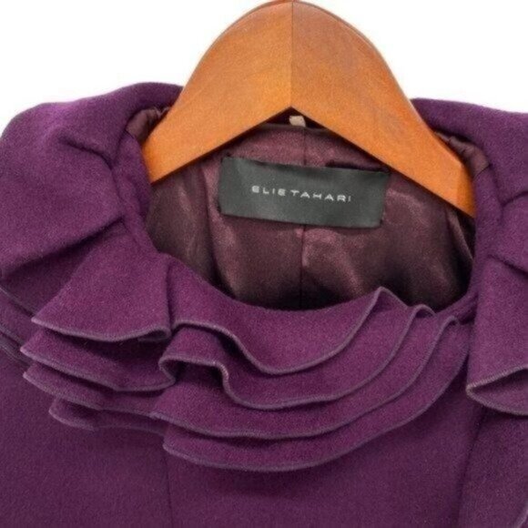 Elie Tahari Womens Purple Wool Pea Coat - Picture 3 of 8